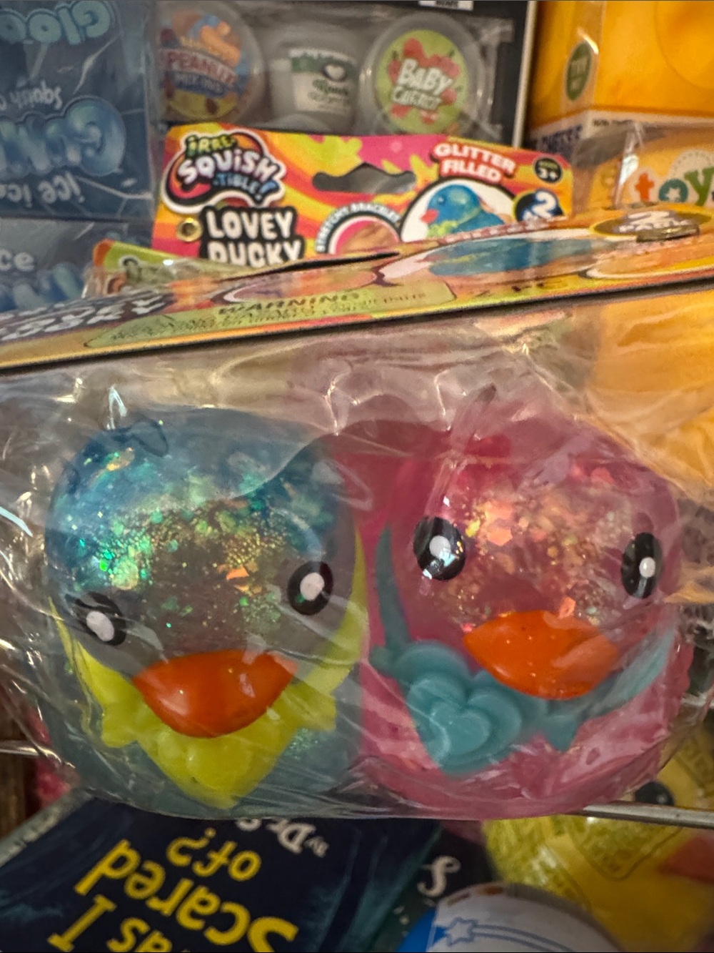 Lovey Ducky Glitter Bath Set - Blue & Pink Rubber Ducks